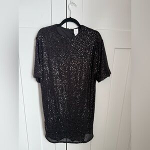 H&M Shimmering Black Sequin Dress, size small.